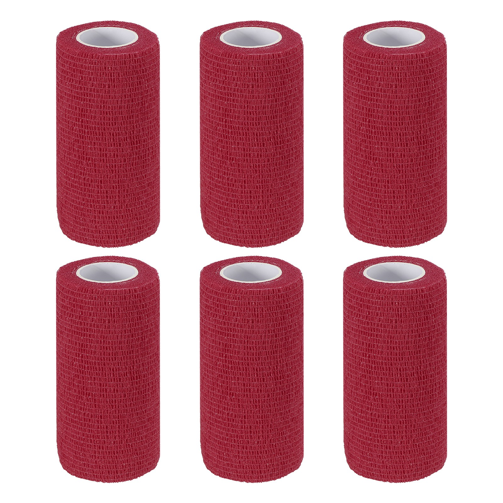 4″ x 177″ 6 Pcs Self Adhesive Bandage Wrap Elastic Self Tape Wine Red