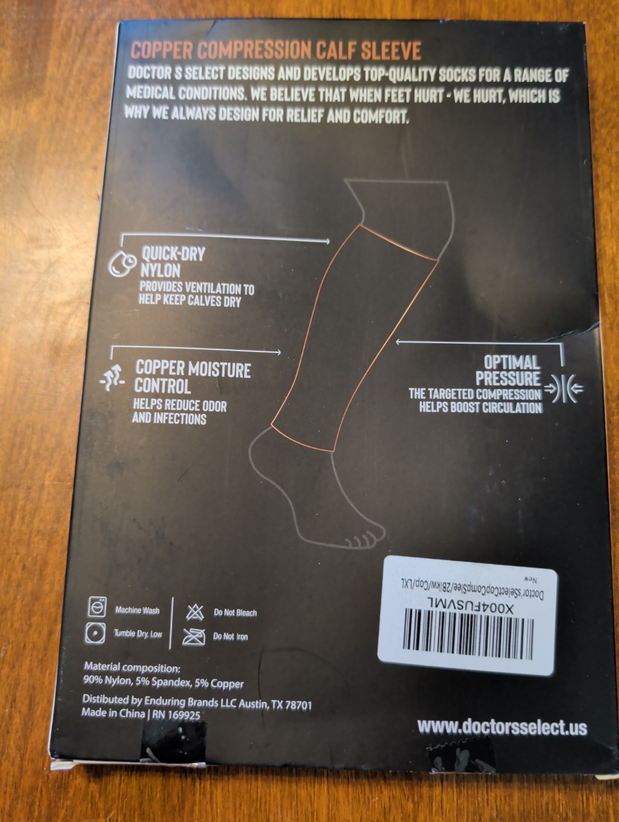 Doctor’s Select Copper Calf Compression Sleeves 2 Pairs Black LXL Nip