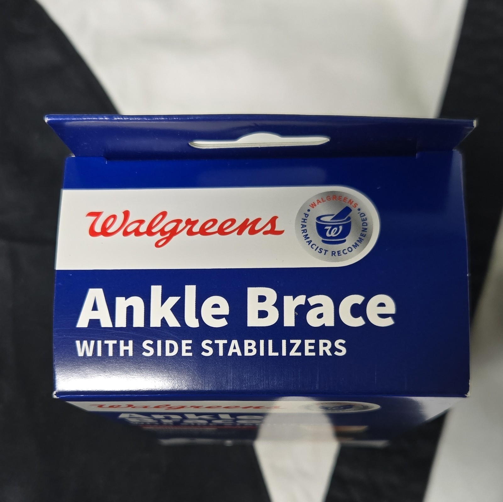 Walgreens Adjustable Ankle Brace Black One Size Antimicrobial Side Stabilizers