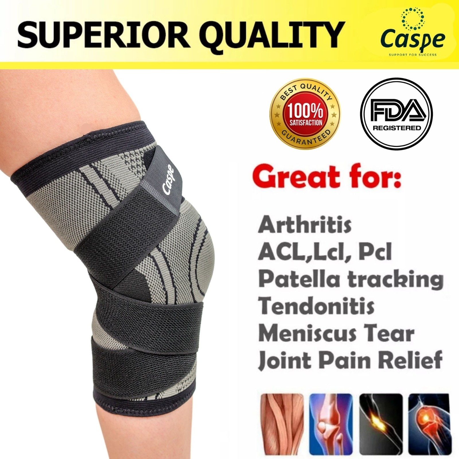 2Pcs Knee Sleeve Compression Brace Support For Sport Joint Pain Arthritis Relief