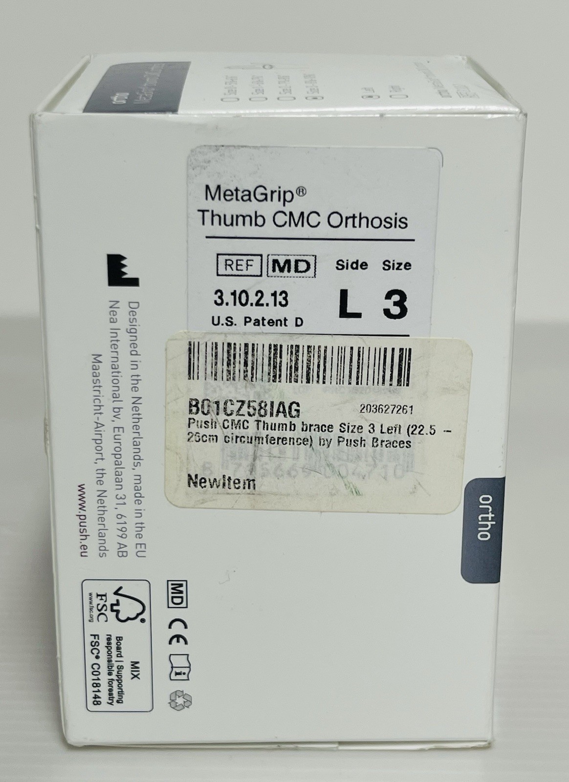 Push Braces ortho MetaGrip Thumb CMC orthosis Left Size 3 – 8 7/8 – 10 5/8, NEW