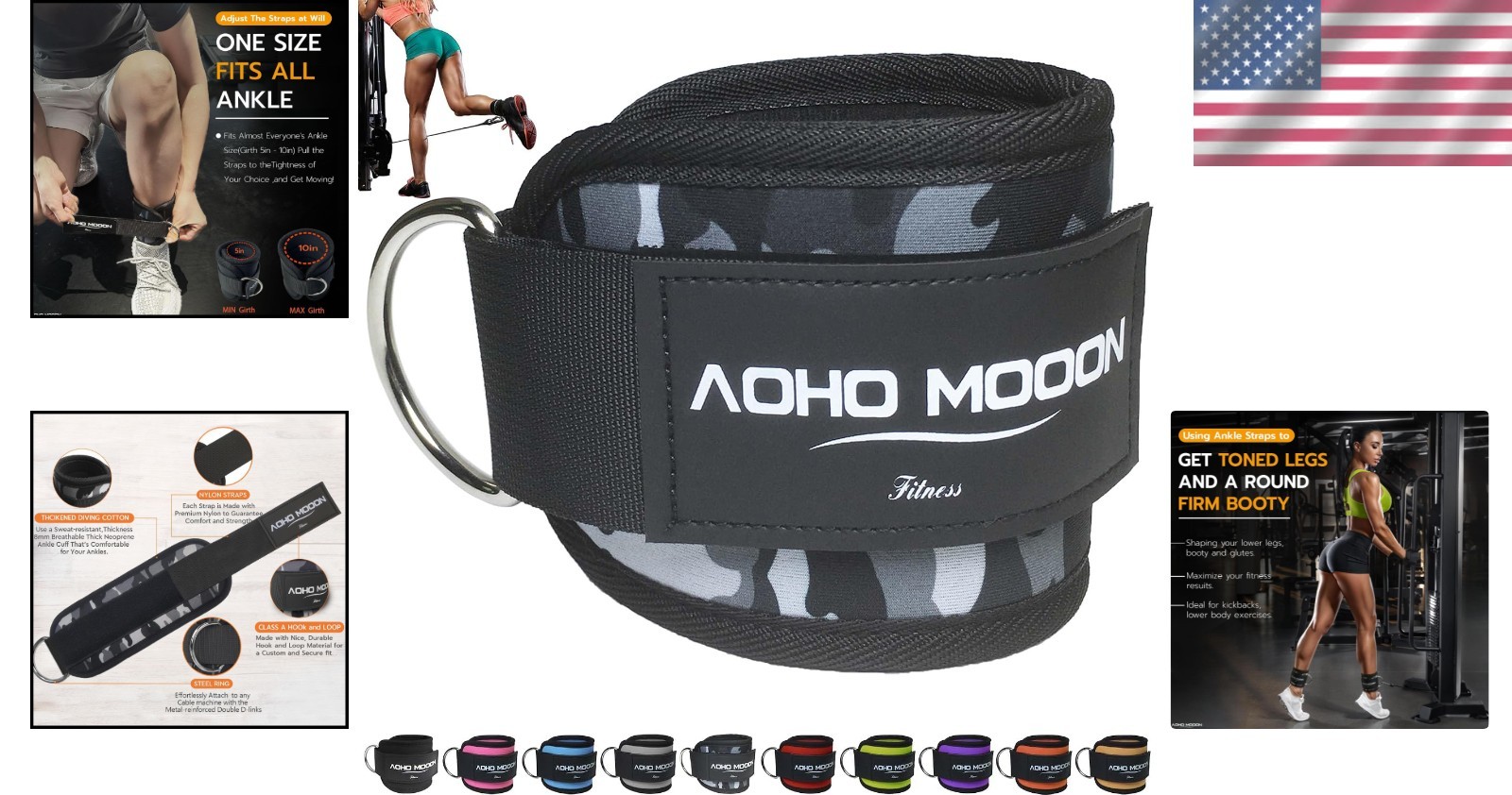 Cable Machine Ankle Straps for Women, Nylon, 1 Pack