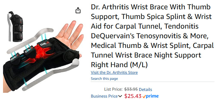 Hurmoya Wrist Brace Thumb Spica Splint Support for Carpal Tunnel