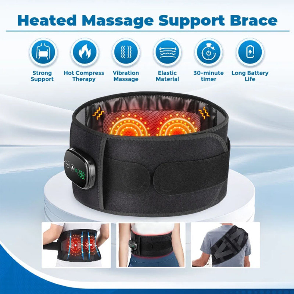 Heating Pad Therapy Cordless Massage Waist Wrap Belt Low Back Brace Pain Relief