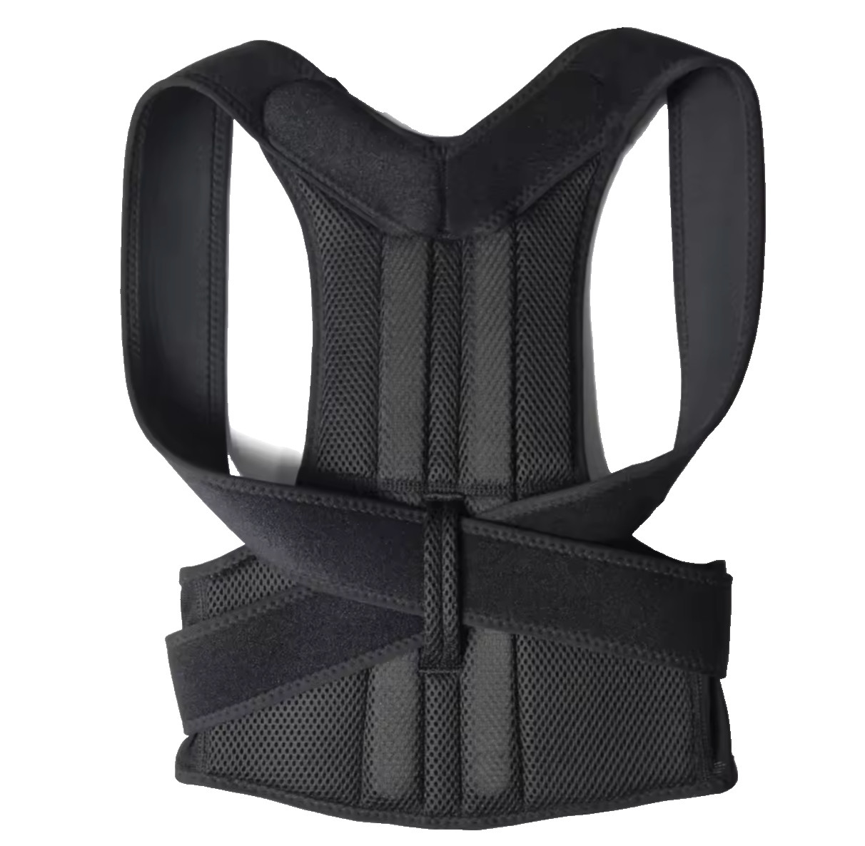 Back posture corrector is adjustable with breathable shoulder and waist support