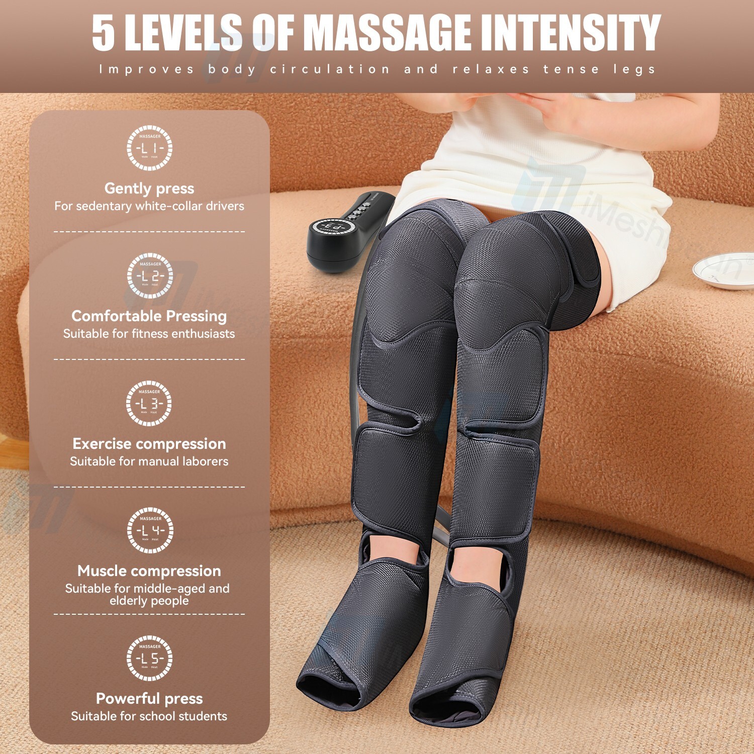 Shiatsu Electric Foot Calf Massager Massage Machine Ankle Leg Kneading Heating