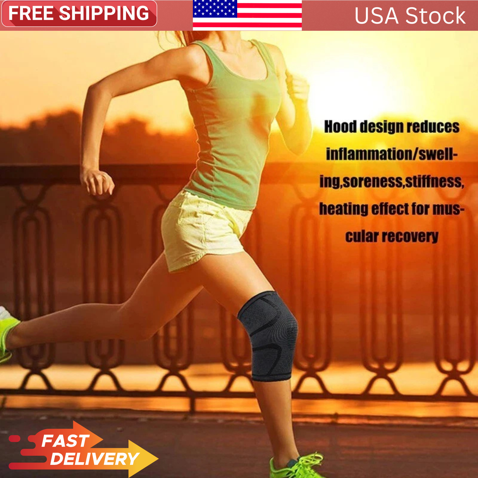 2 Pack Knee Compression Sleeves Brace Support for Men Women Arthritis Running