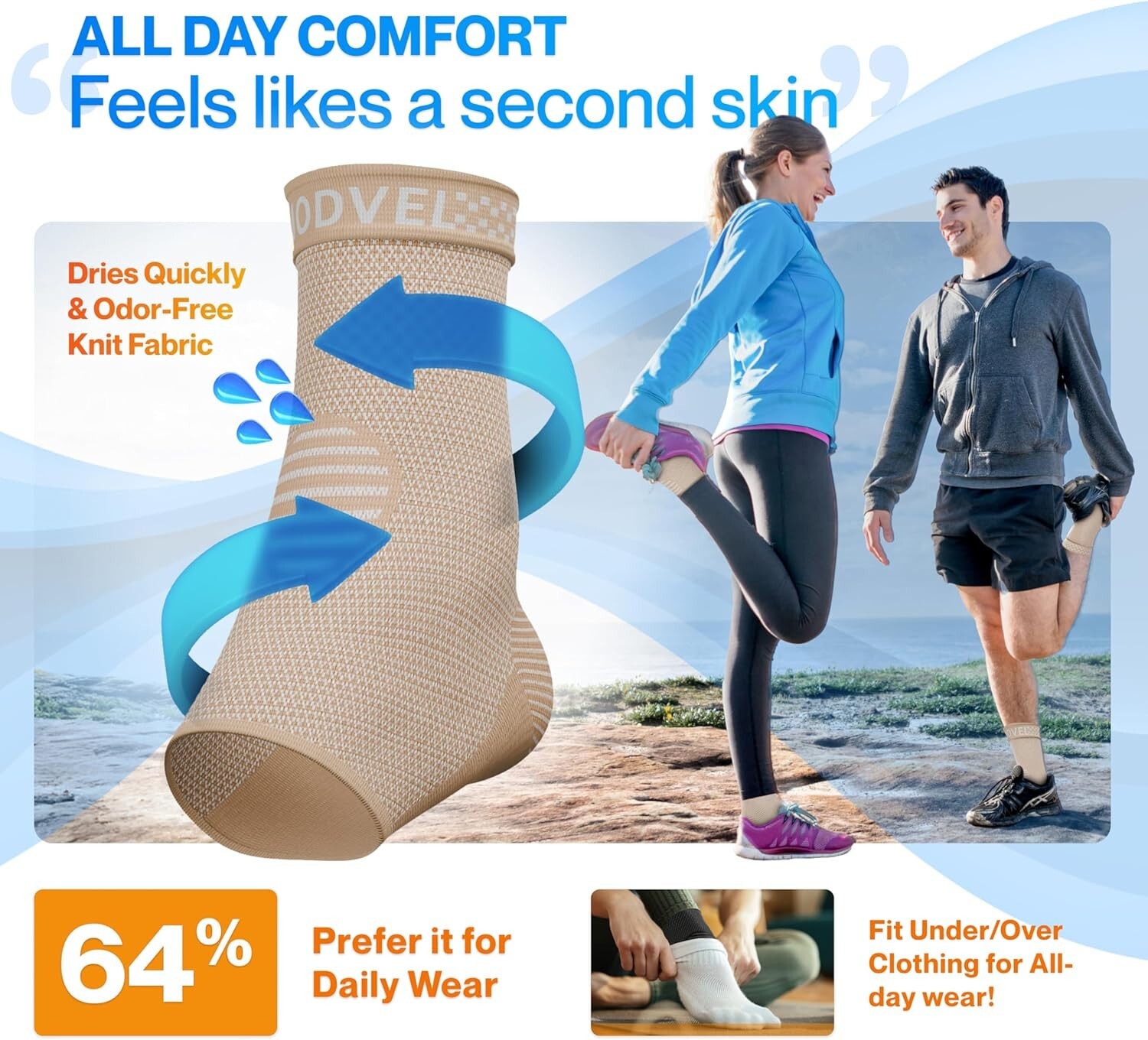 Modvel Ankle Compression Support Sleeve Brace Skin/Nude Pair Size Large NEW!