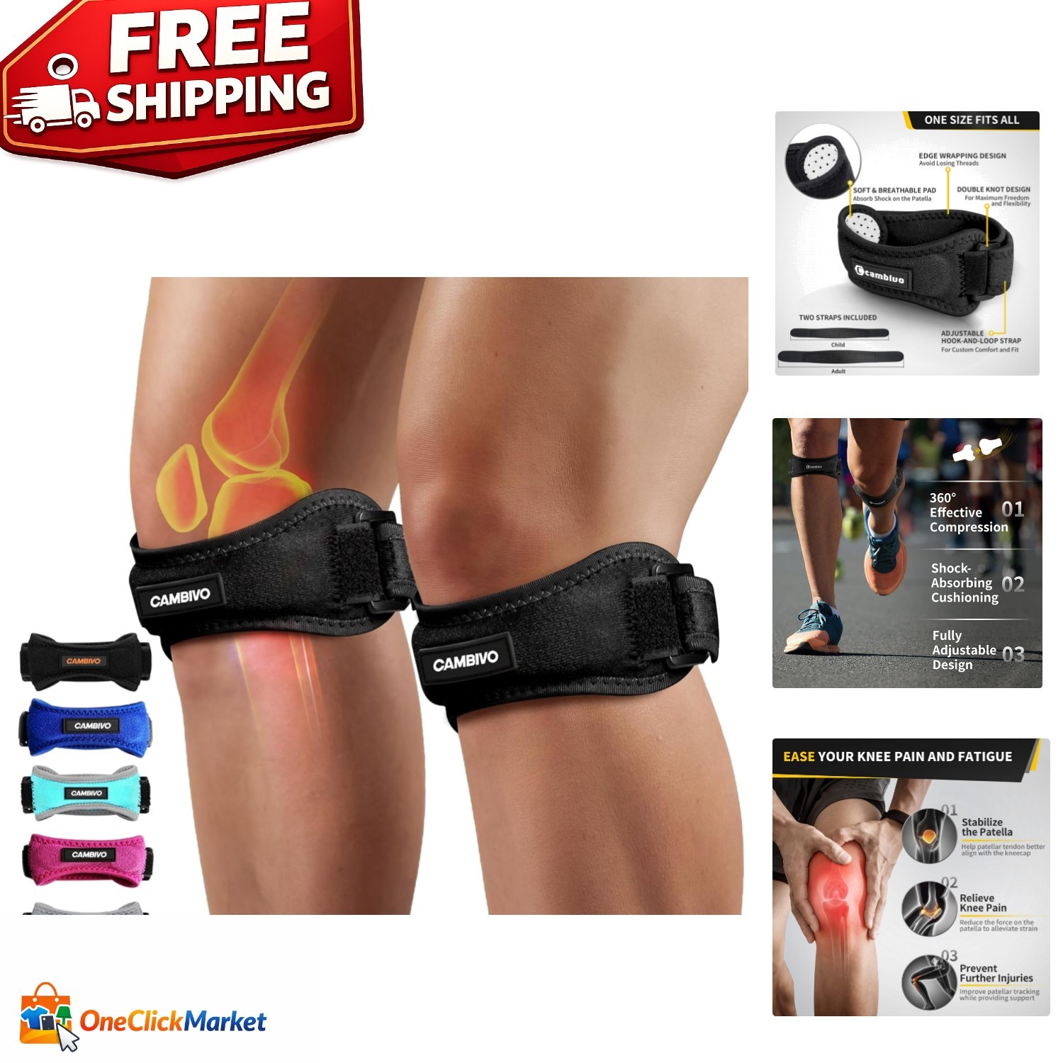Silicone Compression Knee Brace: Lightweight Adjustable Straps for Active Living