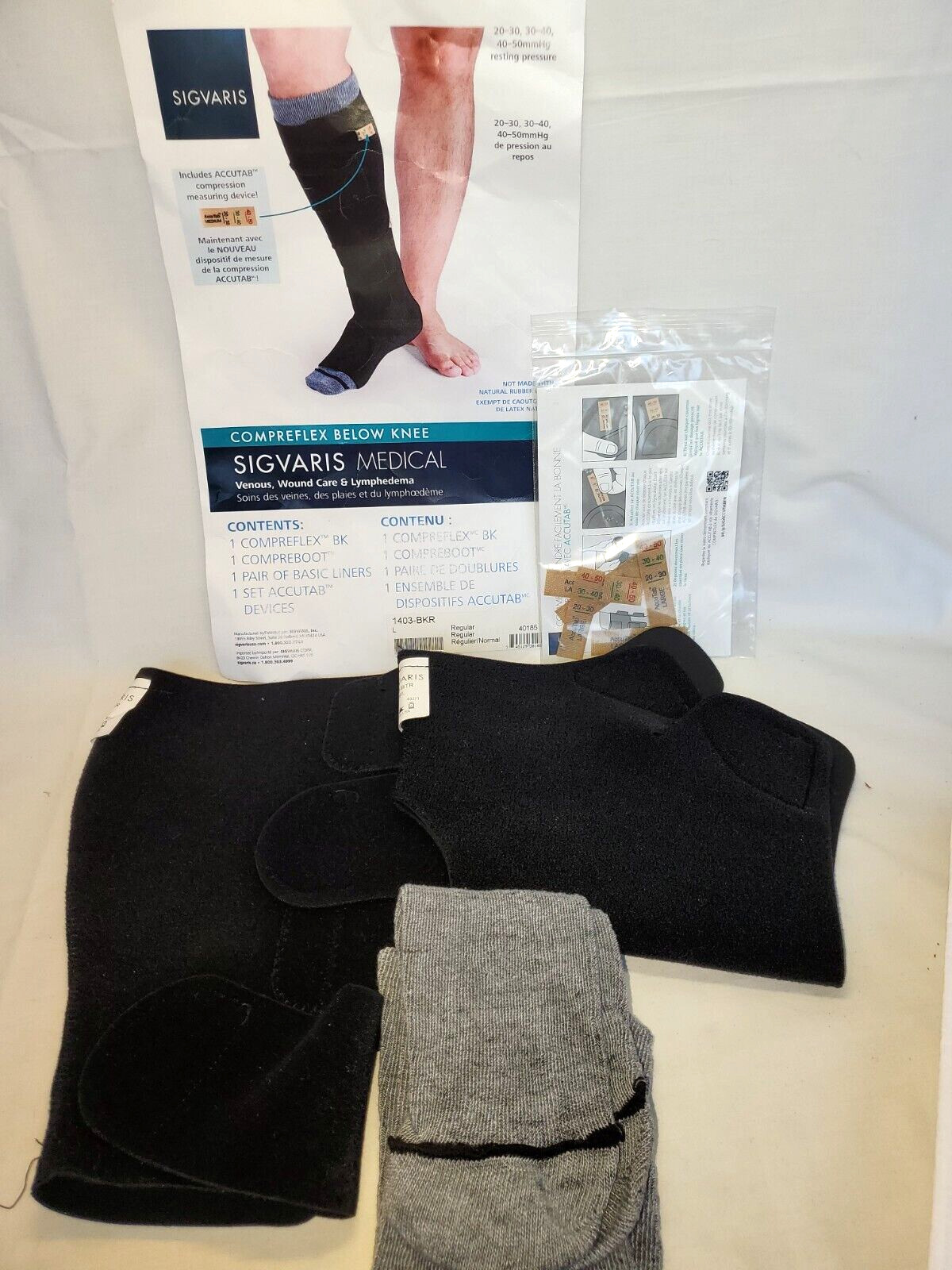 Sigvaris Compreflex Below Knee w/Boot 20-50 mmHg Black Regular 1403-BKR + Liners
