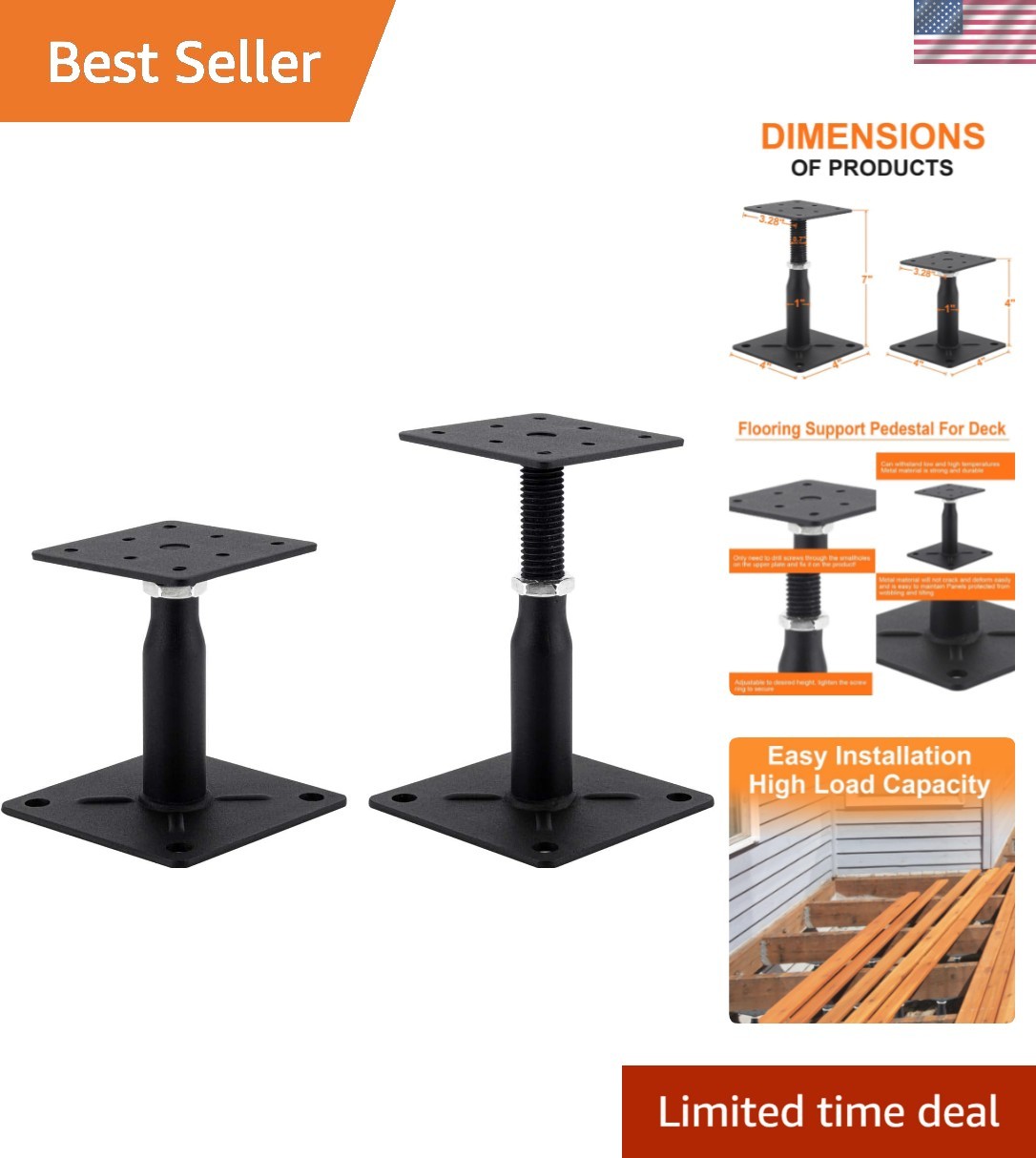 2-In-1 Adjustable Post Support Jacks – Ideal for Furniture & RV Stability