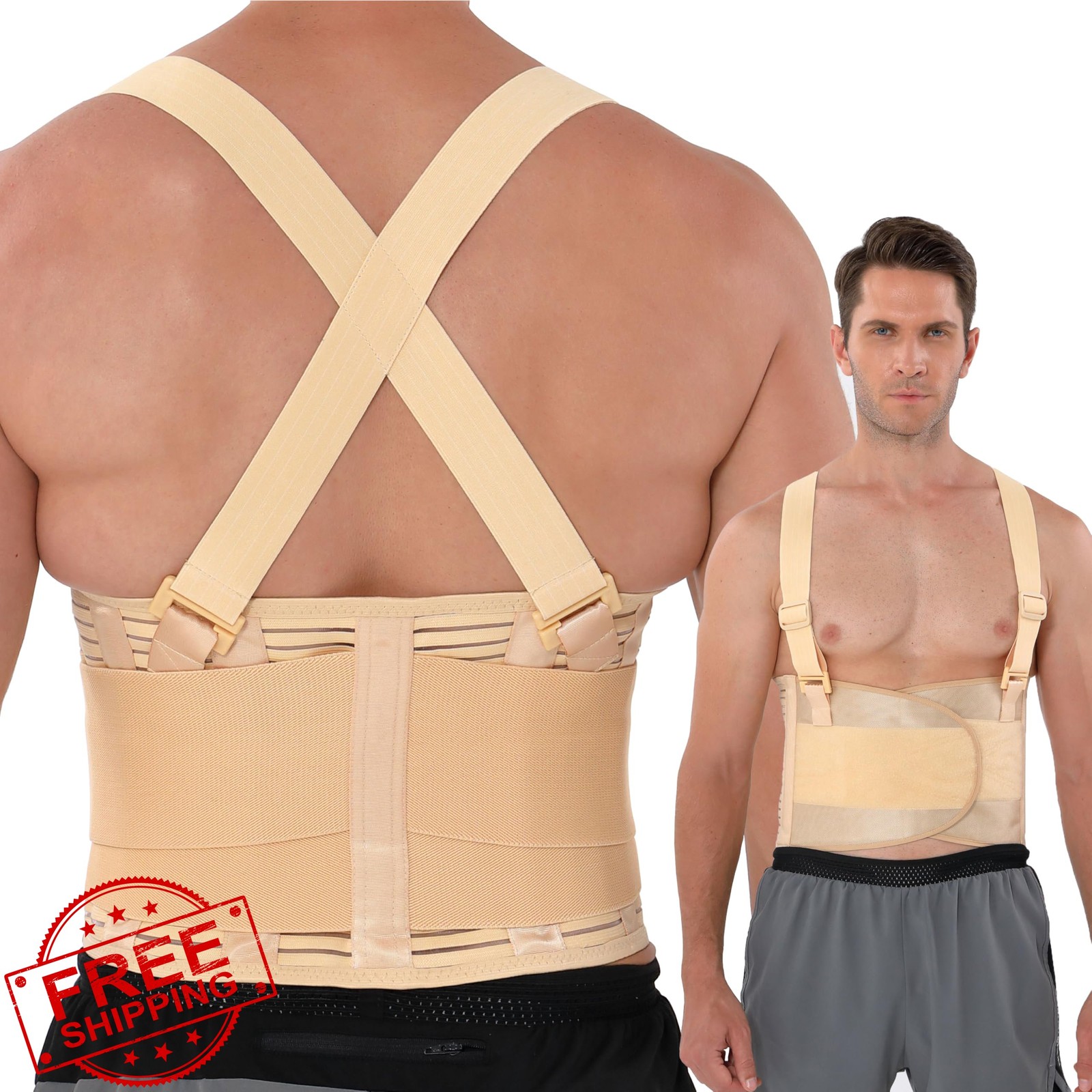 NeoTech Care Back Brace Suspenders XXL Beige Industrial Lifting Safety