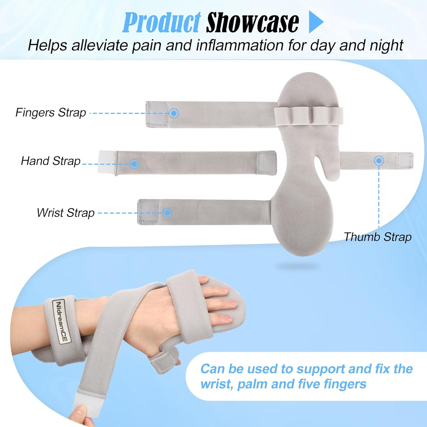 Resting Hand Splints for Straightening Fingers,Carpal Tunnel Wrist Brace Night I