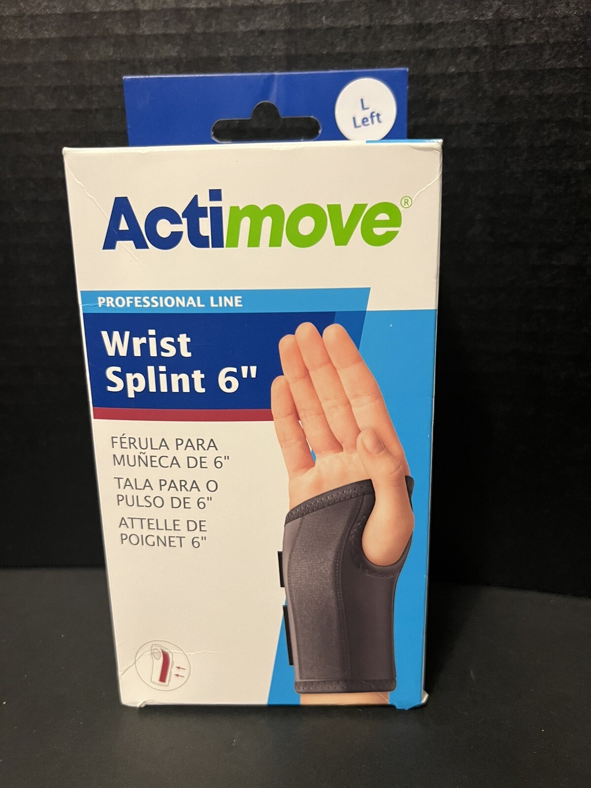 Actimove Professional Line Left Hand Wrist Splint 6 inch Black Large