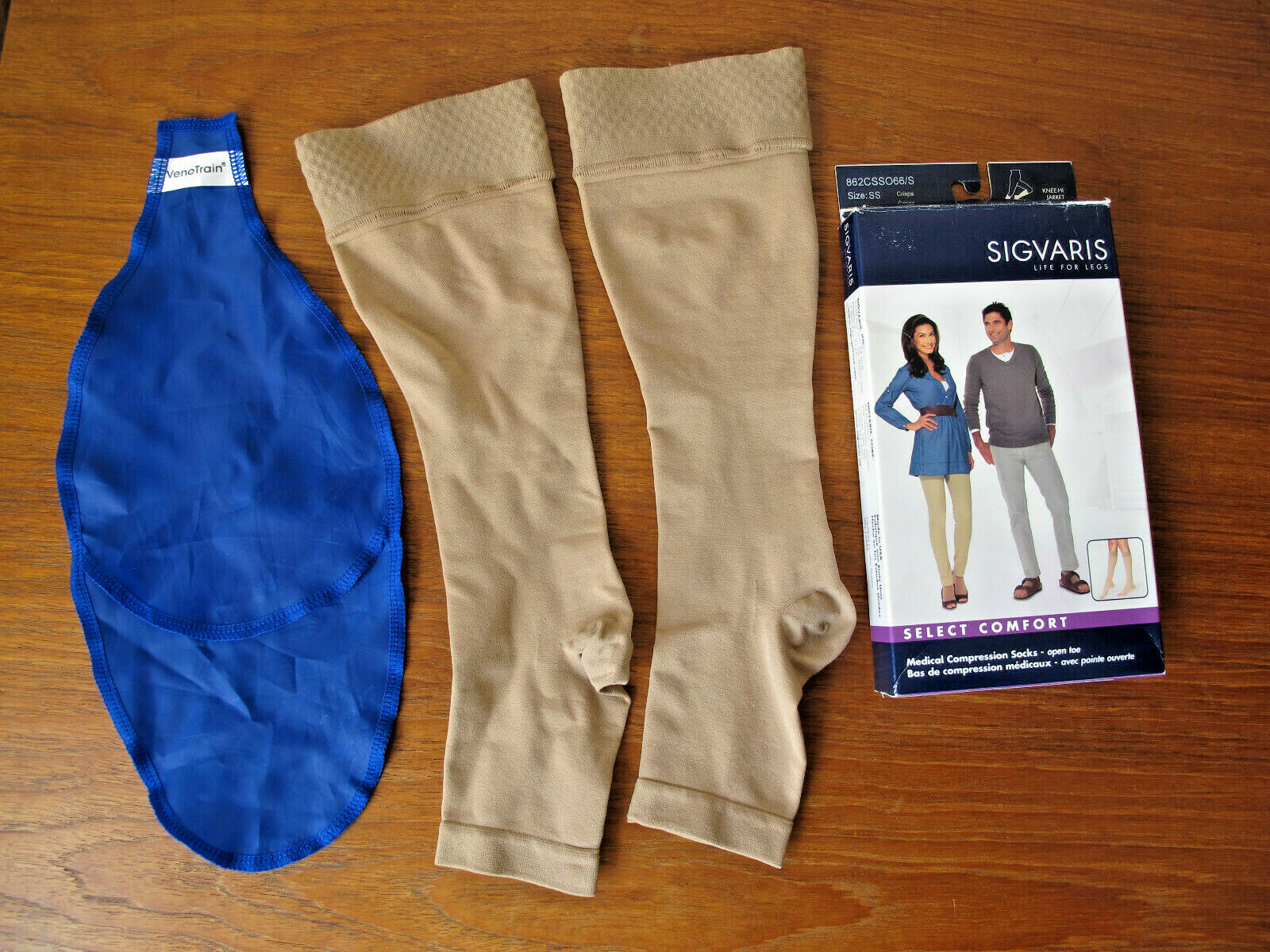 New in Box Sigvaris Life For Legs Medical Compression Socks (Open Toe) Knee Hi S