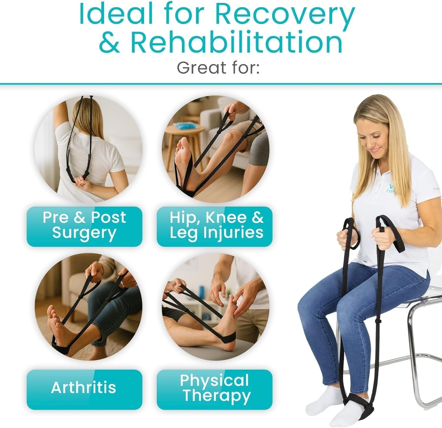 Proflex Strap Physical Therapy Leg Lifter Assist W/ Nylon Webbing Recovery