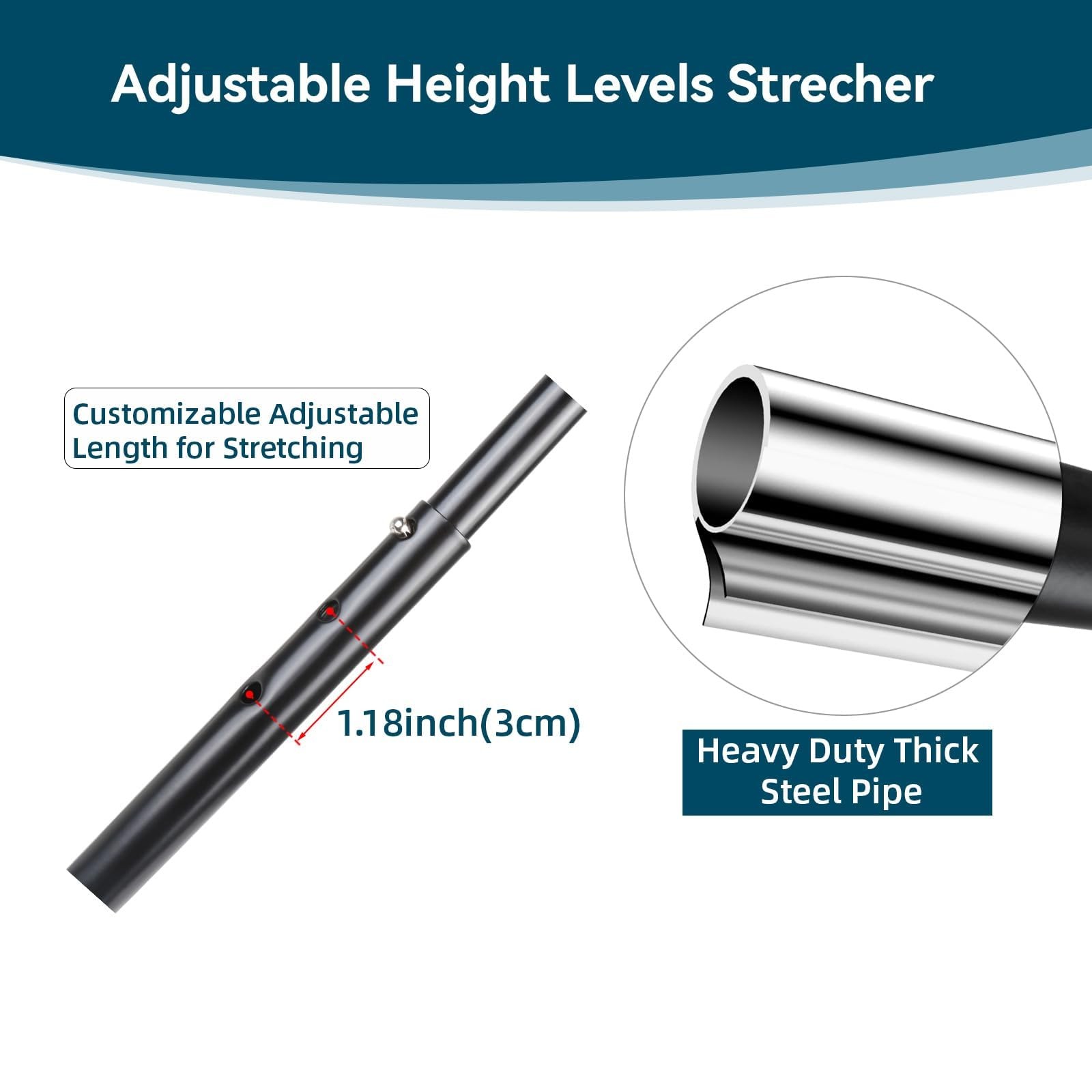 Hamstring Stretcher, Knee Extension Device, Lower Back, Hip & Calf Black