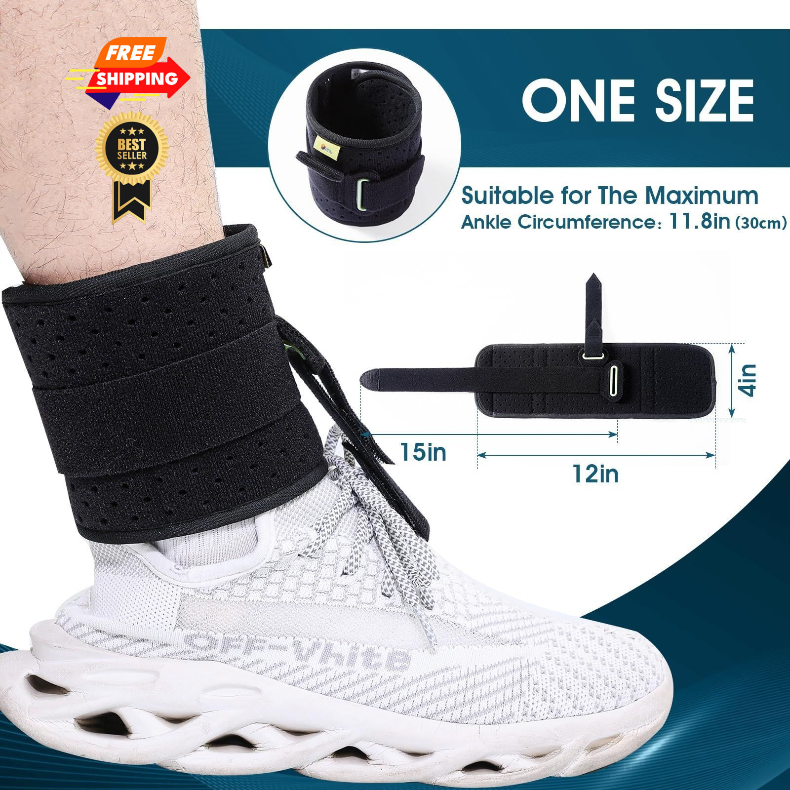 Adjustable Drop Foot Brace Up AFO 1 Count (Pack of 1), Black