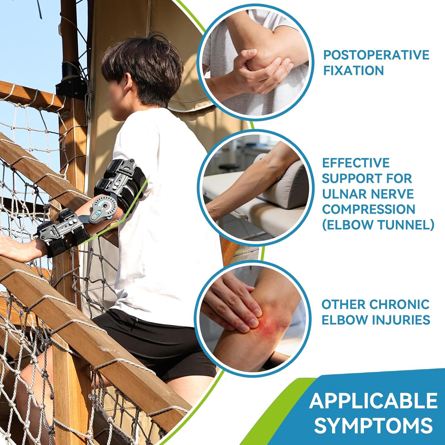 Hinged Elbow Brace,Adjustable Post OP ROM Elbow Brace with Sling Stabilizer Spli