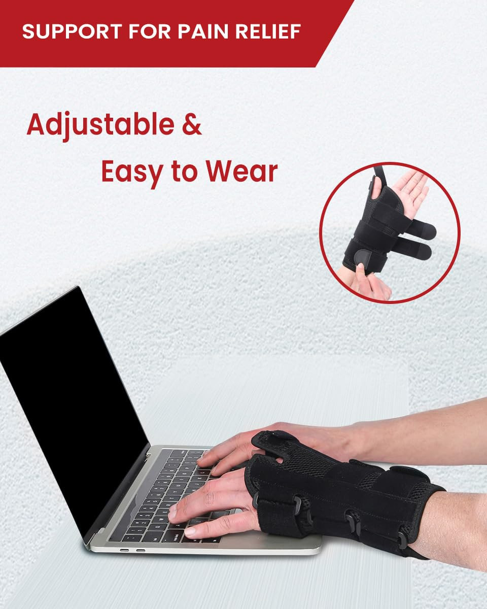 Left Hand Wrist Brace for Carpal Tunnel & Thumb Support, Large