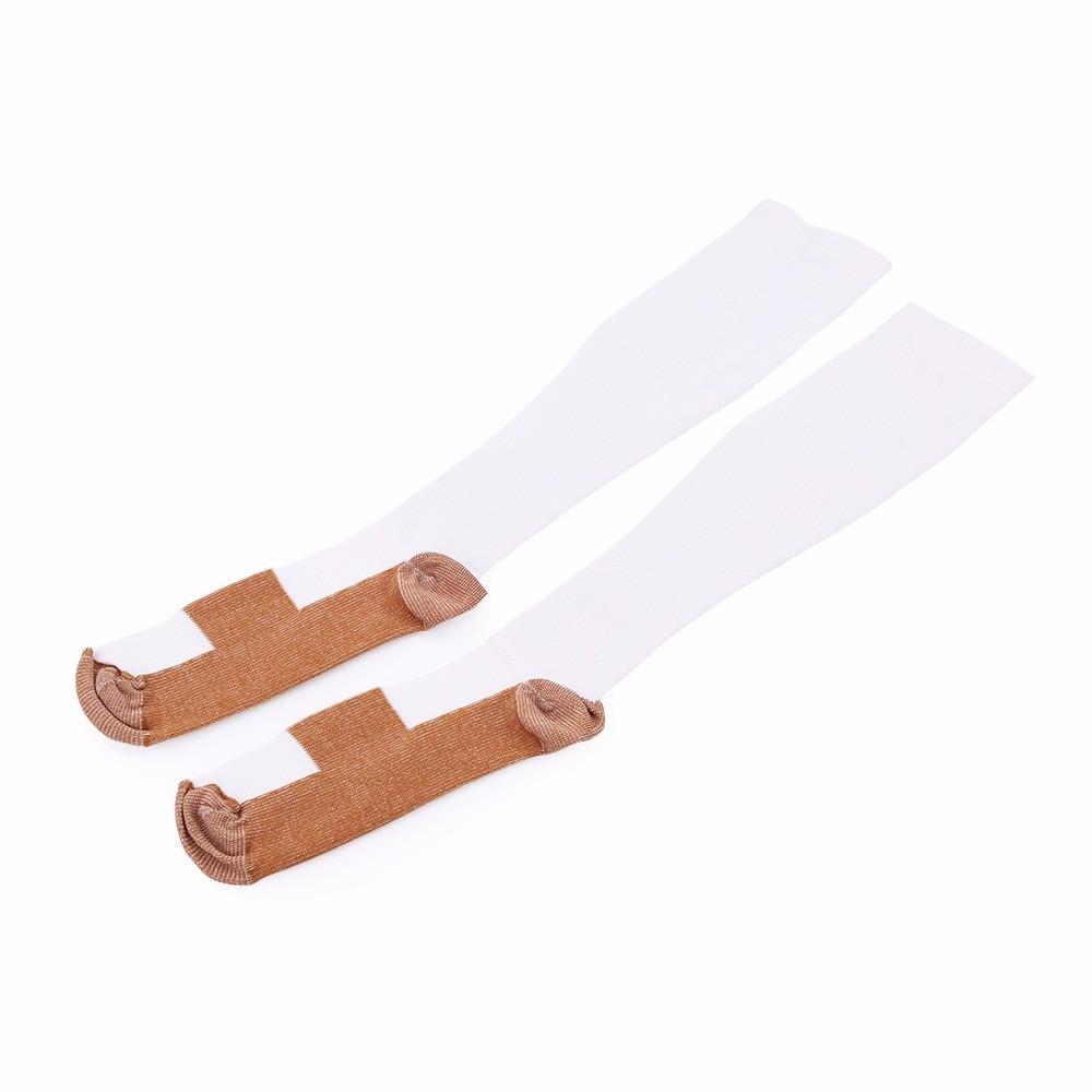 Copper Socks Graduated Compression Foot Calf Ankle Support 20-30 mmHg White Lot