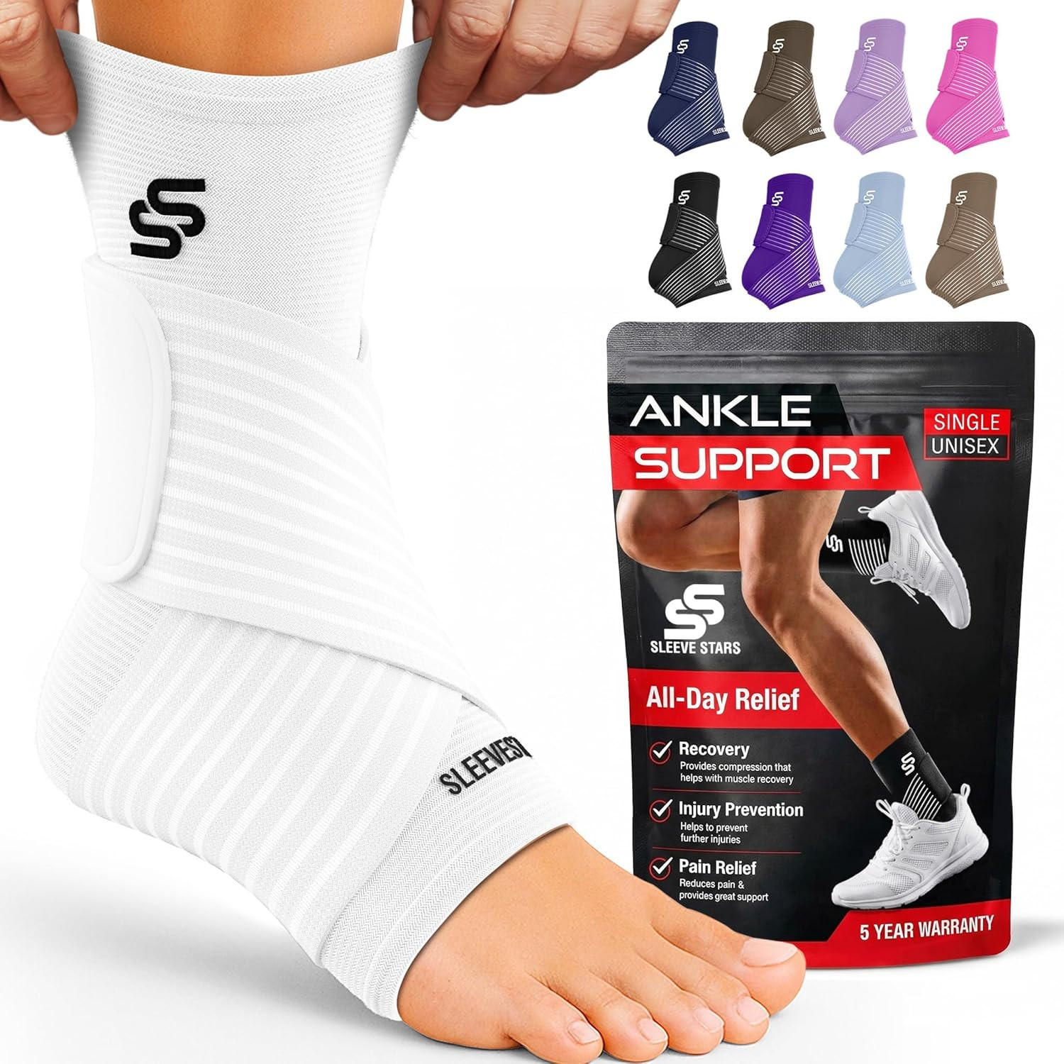 Sleeve Stars Ankle Brace for Women & Men, Ankle Wrap for Sprained Ankle, Compres