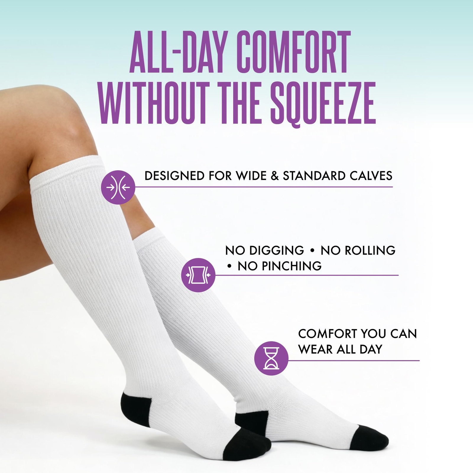 Crazy Compression Over-the-Calf Socks, White, Wide Small-Medium, White (Wide)