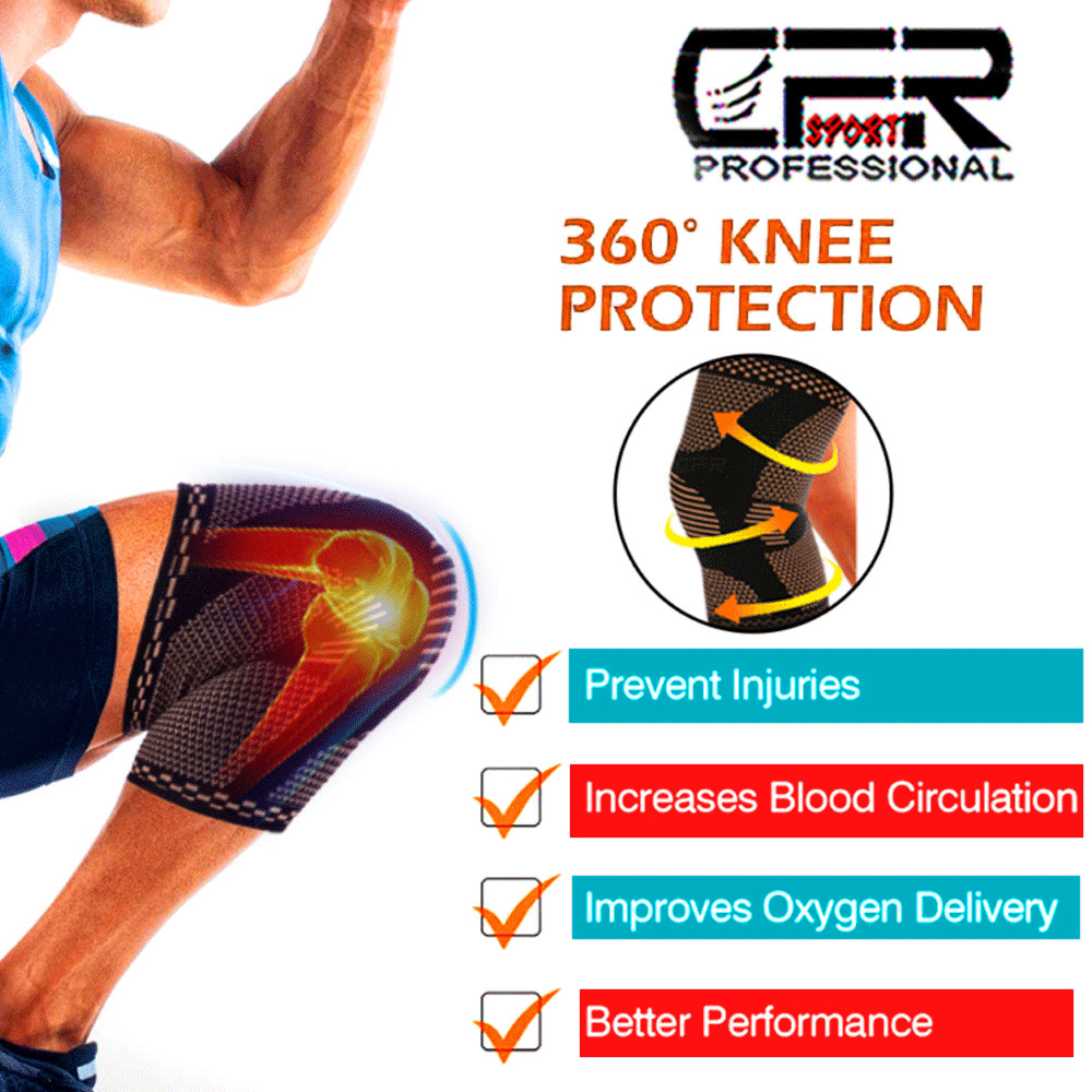 Copper Knee Brace Support Compression Sleeve Football Joint Pain Arthritis Strap