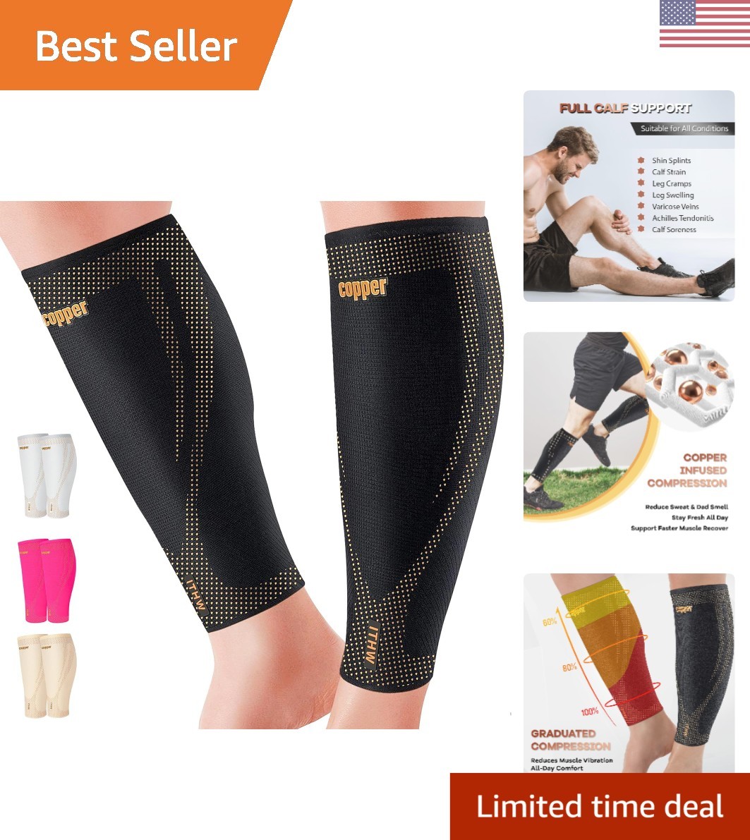Breathable Copper Calf Compression Sleeves – Anti-Slip Grip for All-Day Comfort