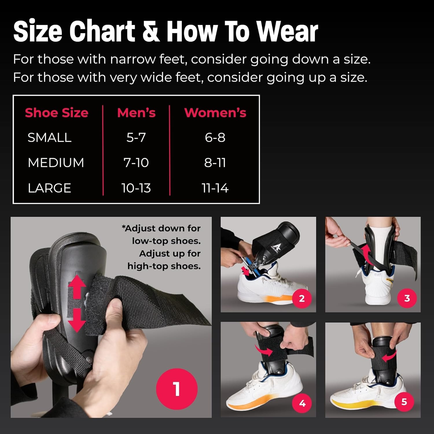 Active Ankle T2 Ankle Brace, Medium, White, Rigid Support for Men 7-10 & Women 8