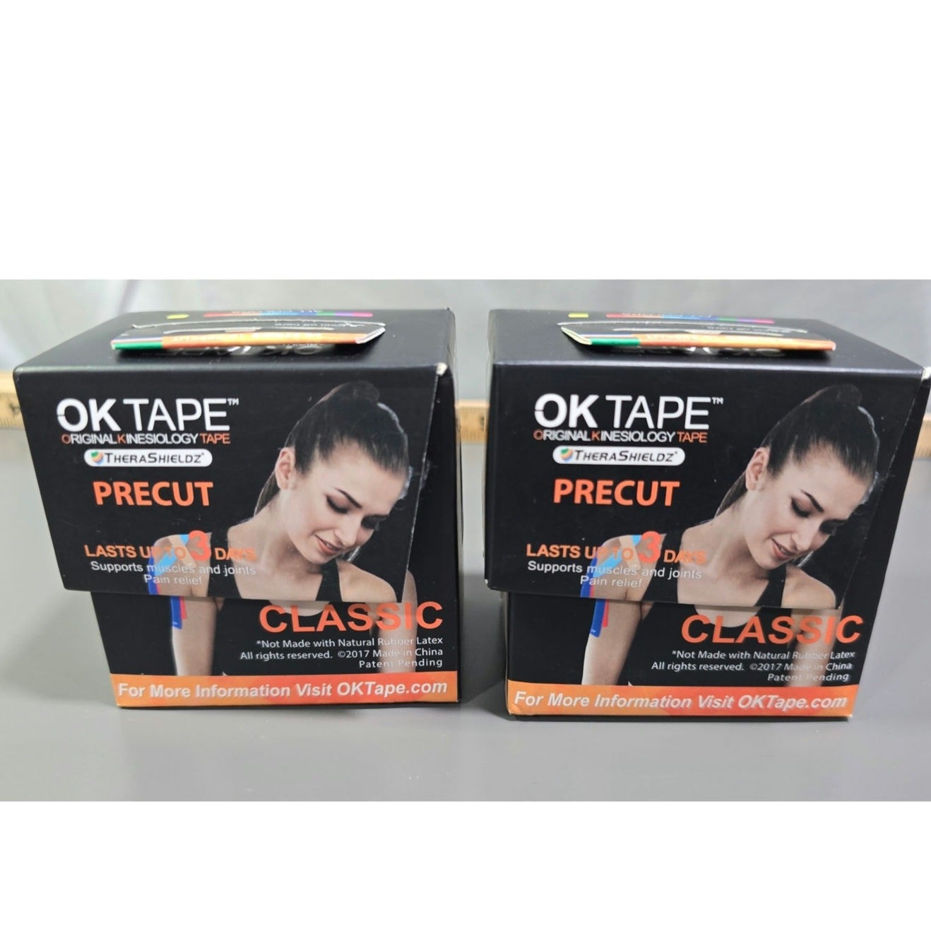 OK Tape precut kinesiology tape therashieldz 2″x16.4″ 20 strips KT Lot of 2