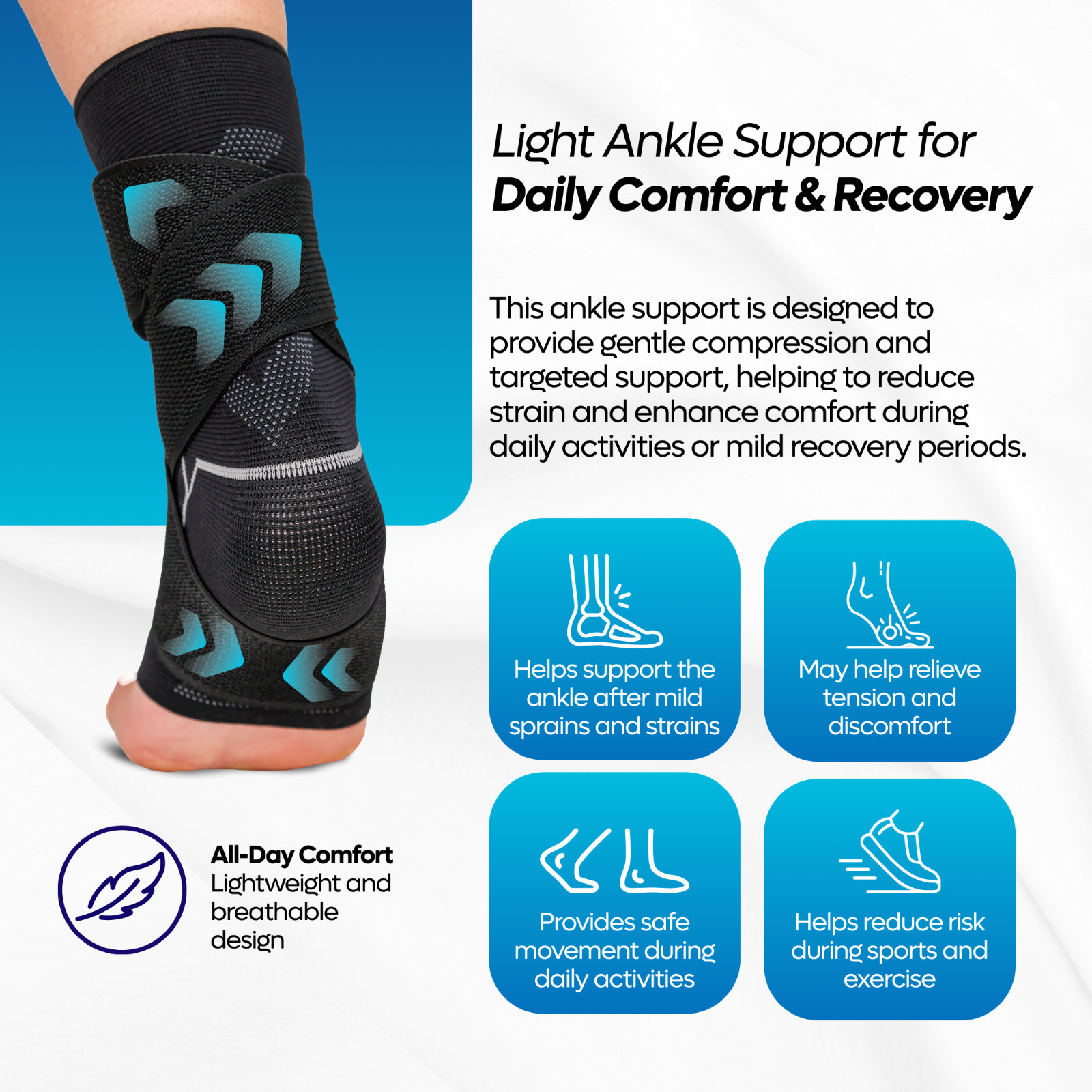 Ankle Brace Support Compression Sleeve Plantar Fasciitis Pain Relief Foot Wrap