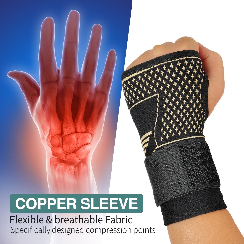 Copper Wrist Hands Support Brace Splint Carpal Tunnel Sprain Arthritis Sports US