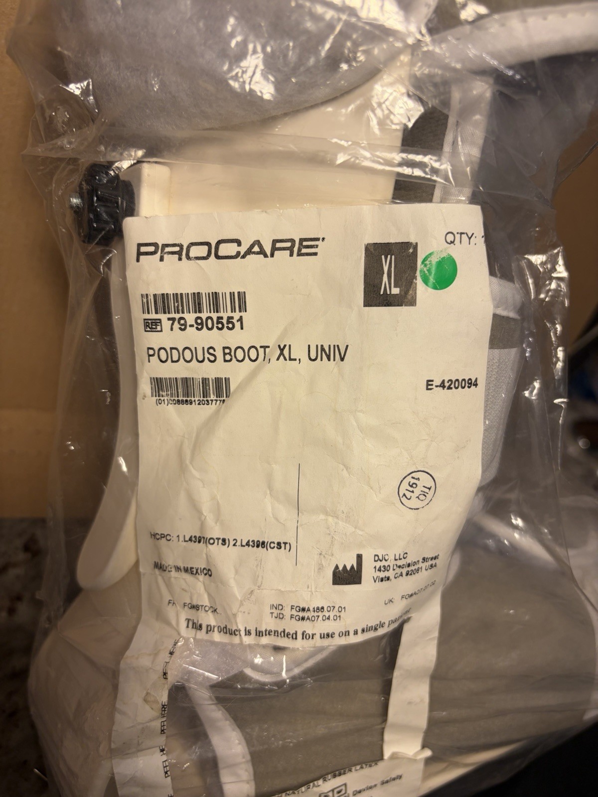 Procare 79-90551 Podous Boot XL Universal For Left Right NEW!