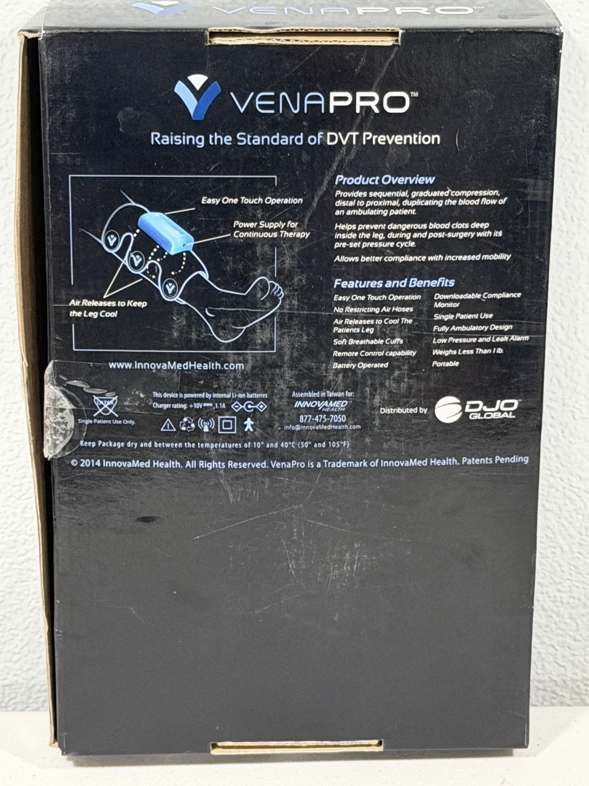VenaPro Leg Compression System DVT Circulation Recovery Therapy Blood Flow Cuffs