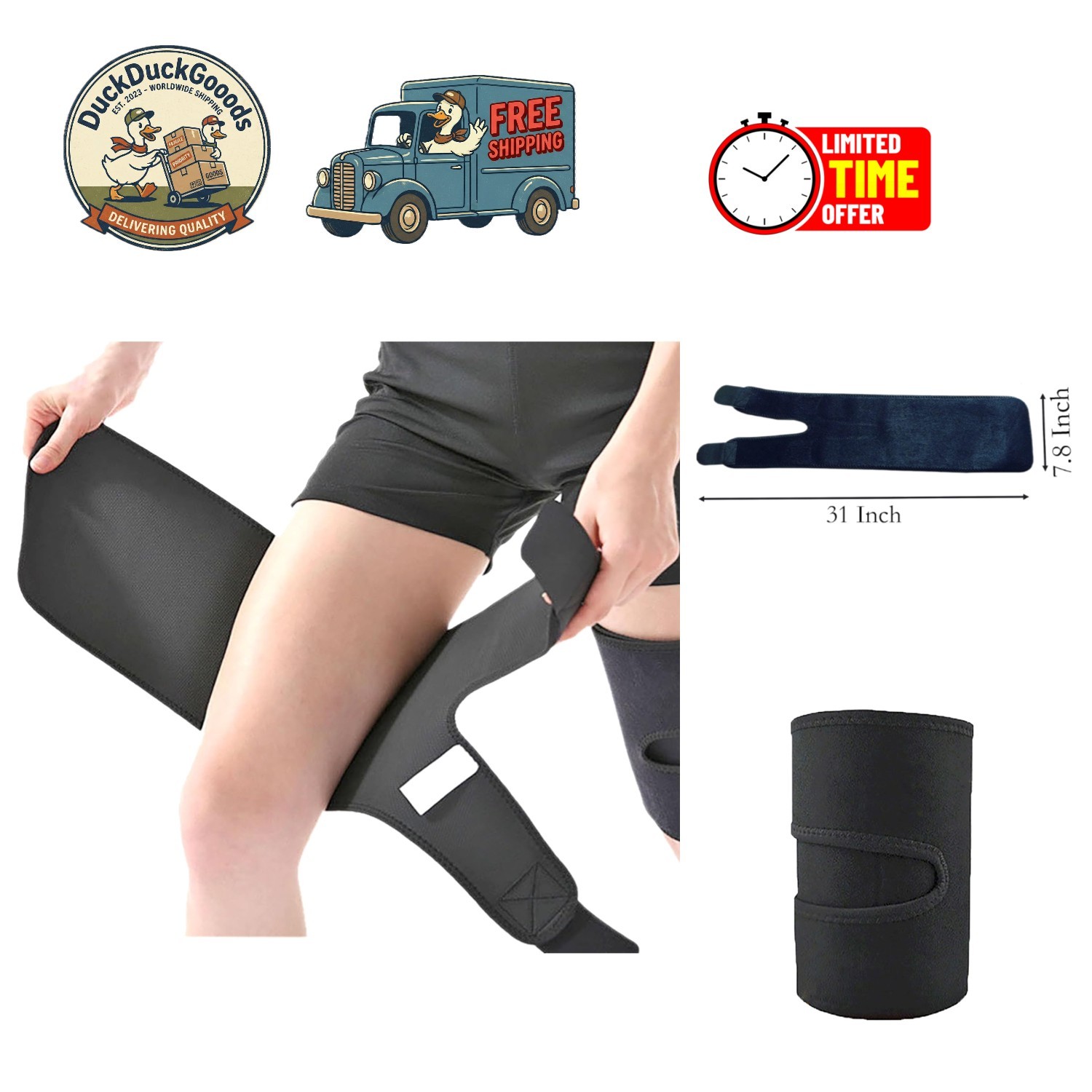 Lightweight Chloroprene Adjustable Thigh Brace – Ideal for Running & Exercise