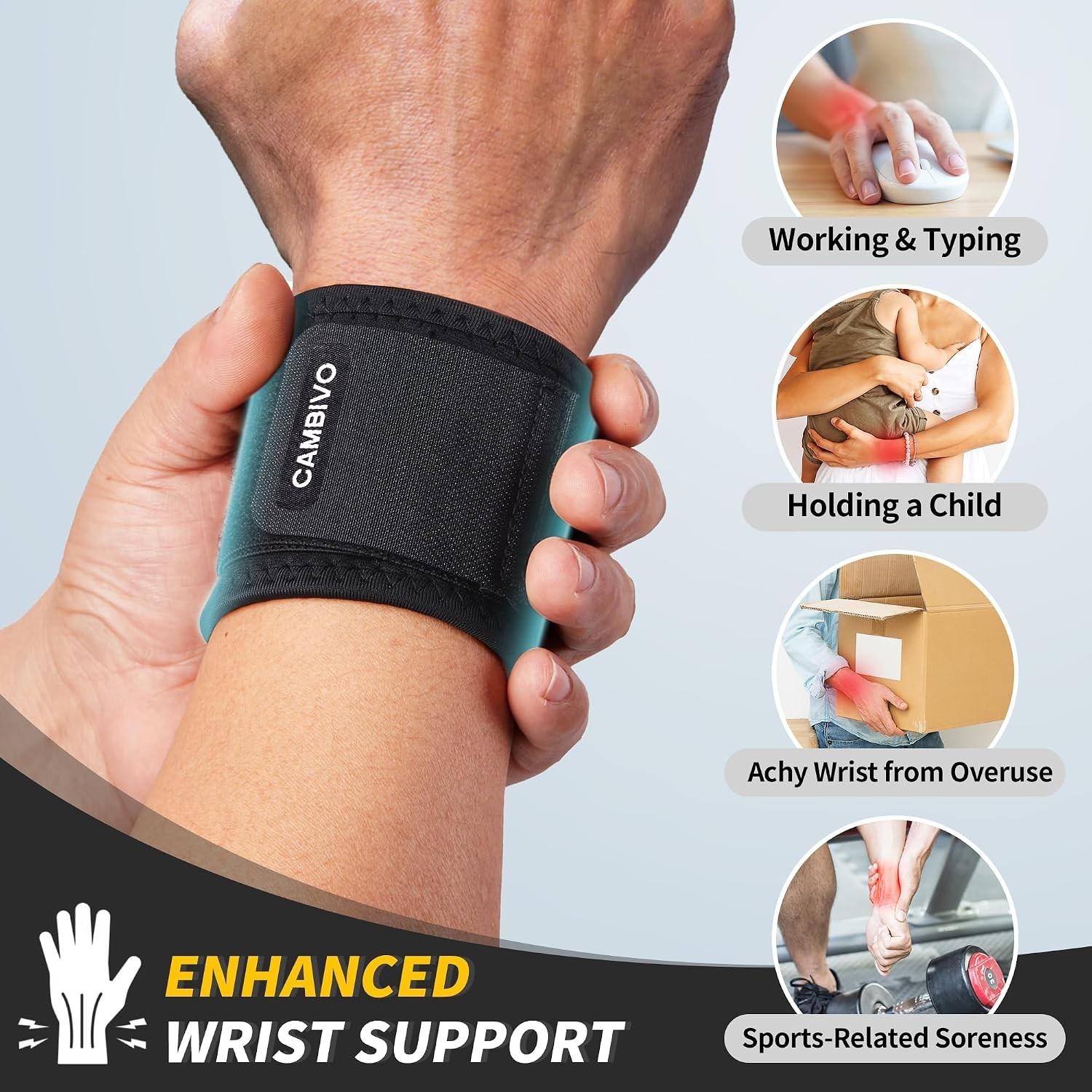 2-Pack Adjustable Wrist Brace for Carpal Tunnel Relief – Both Hands Support