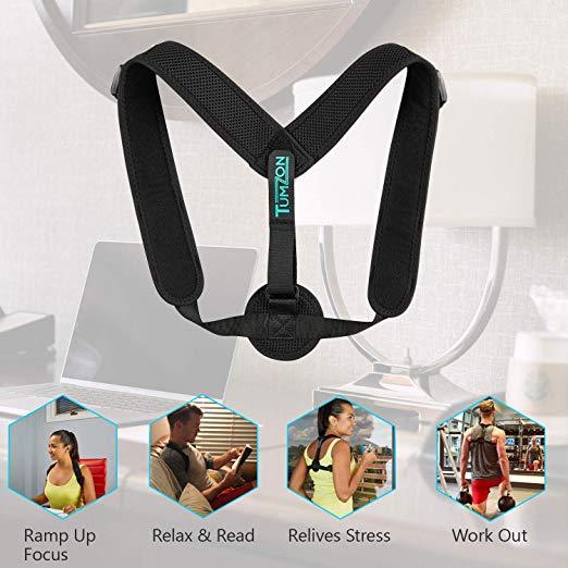 POSTURE CORRECTOR-Neck Back Pain Relief Alignment Comfortable W/2 EXERCISE BANDS