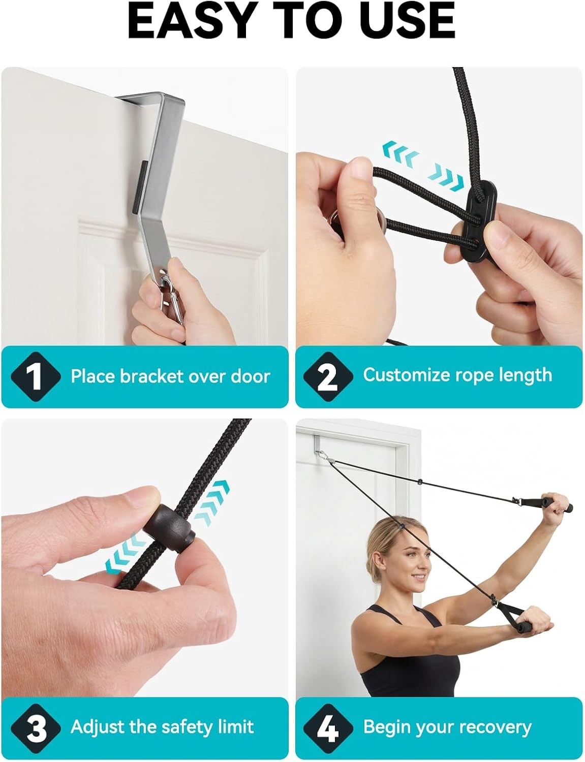 Shoulder Pulley for Physical Therapy, Over-the-Door Metal Hook | Fits Doors u…