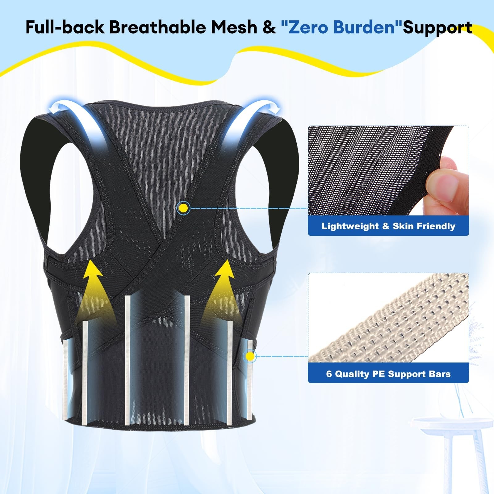 babaka Back Brace Posture Corrector for Kids, Adjustable Full Back Support, f…