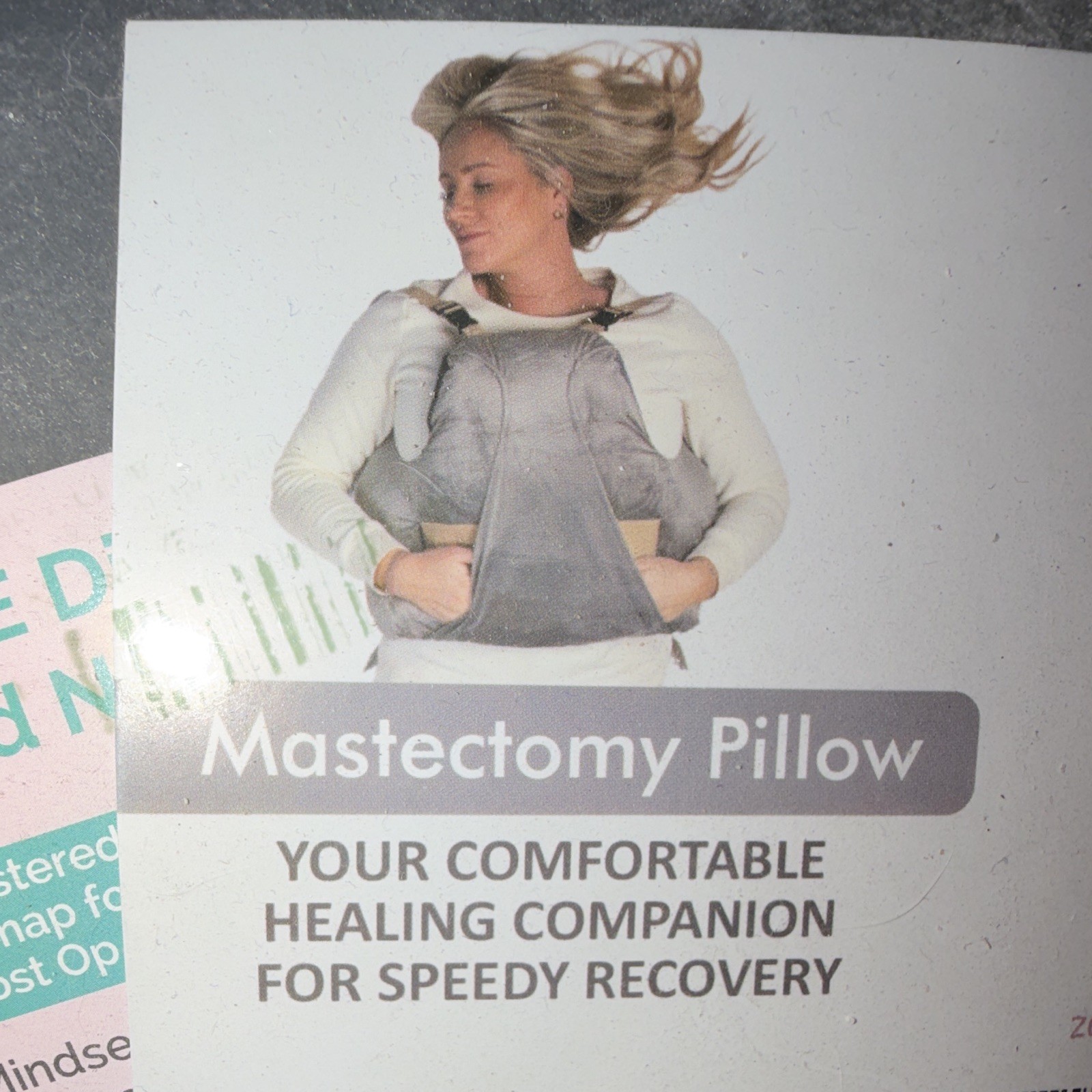 Gray Mastectomy Pillow for Chest Post-Surgery Recovery, Adjustable Beige Straps
