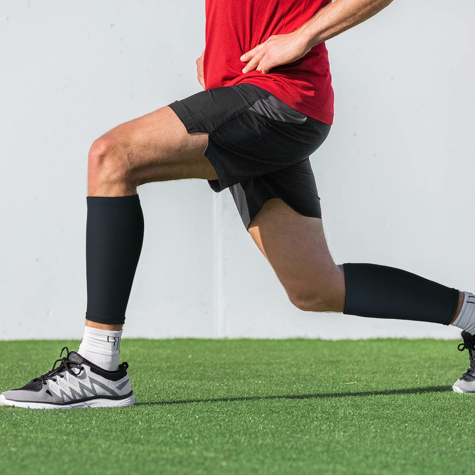 3 Pairs Calf Compression Sleeves Men Women Football Leg Footless Sock Black