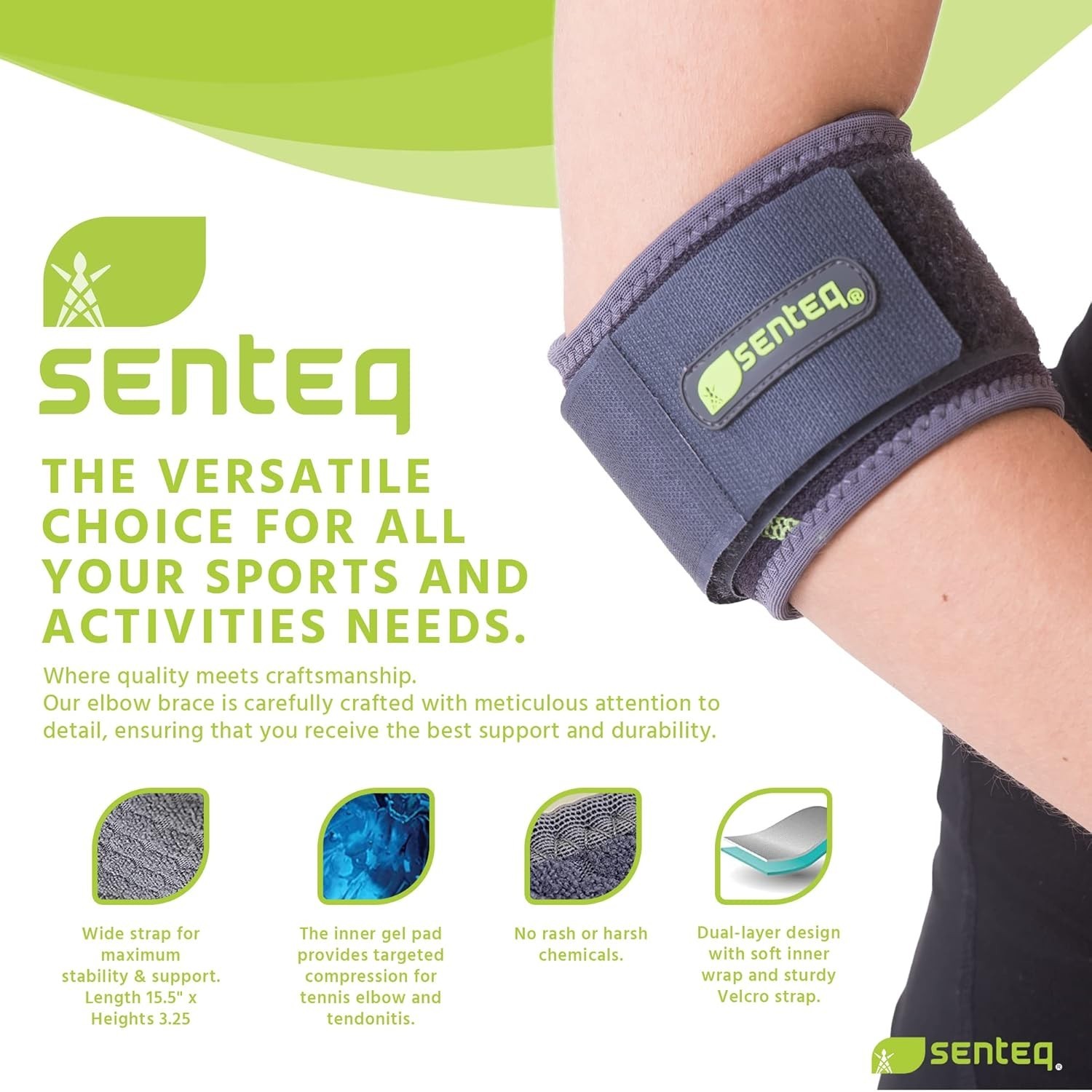 Forearm Pain Relief Elbow Brace – Durable Neoprene Support for Active Lifestyles