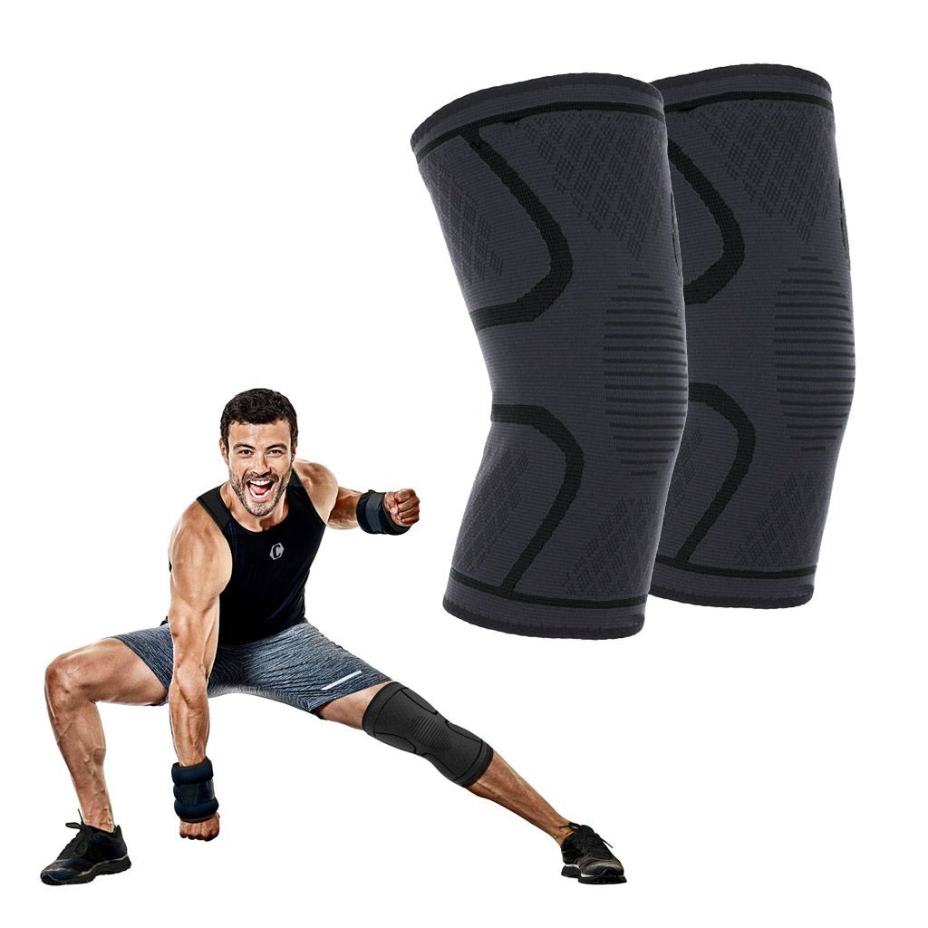2 Knee Compression Brace Sleeve Support Sport Joint Injury Pain Relief Arthritis