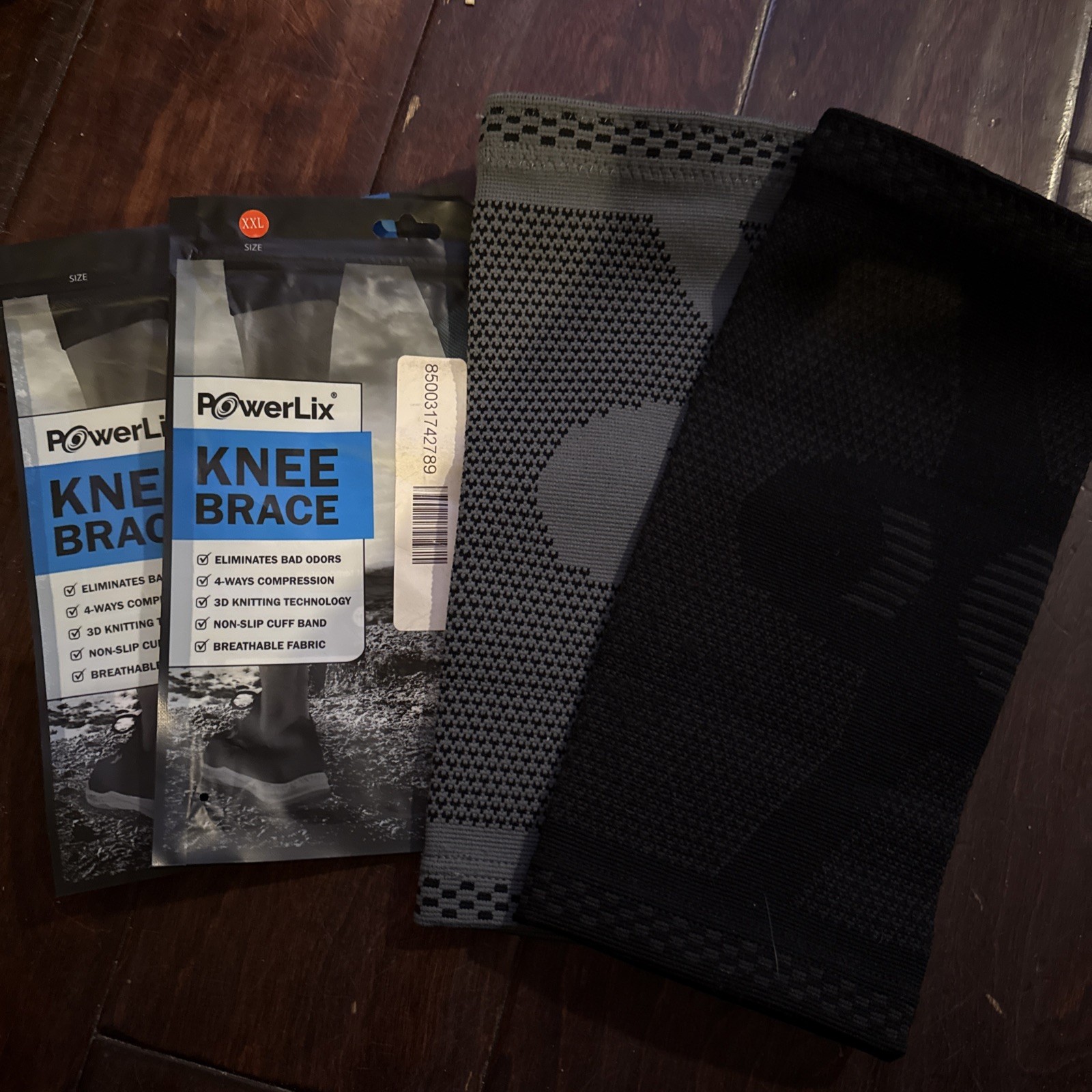 3 Pack POWERLIX Knee Compression Sleeve – Unisex XL Black/Teal