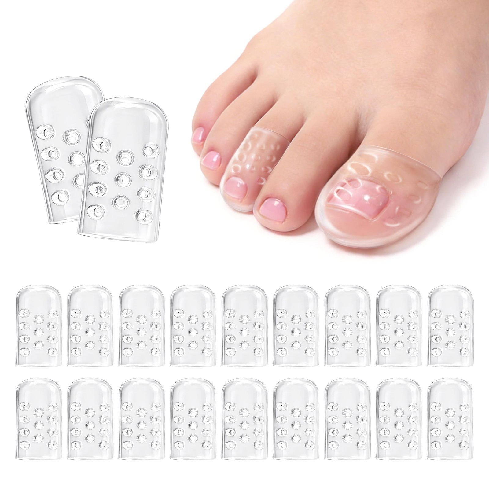 Medsuo 20 PCS Silicone Toe Protectors, Anti-Friction Gel Sleeves
