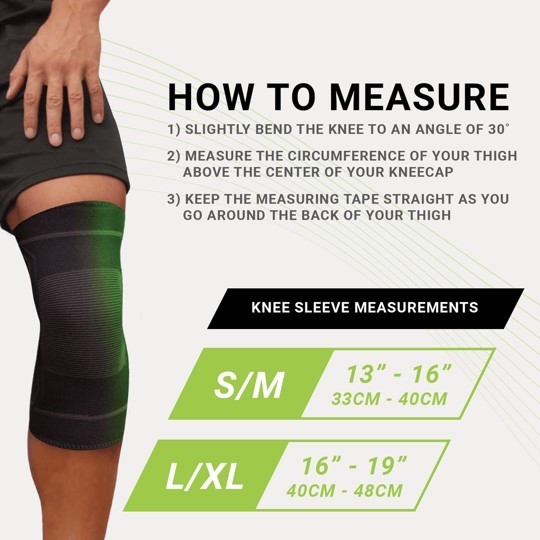 Green Drop Infused Compression Sleeve Knee Support, L/XL