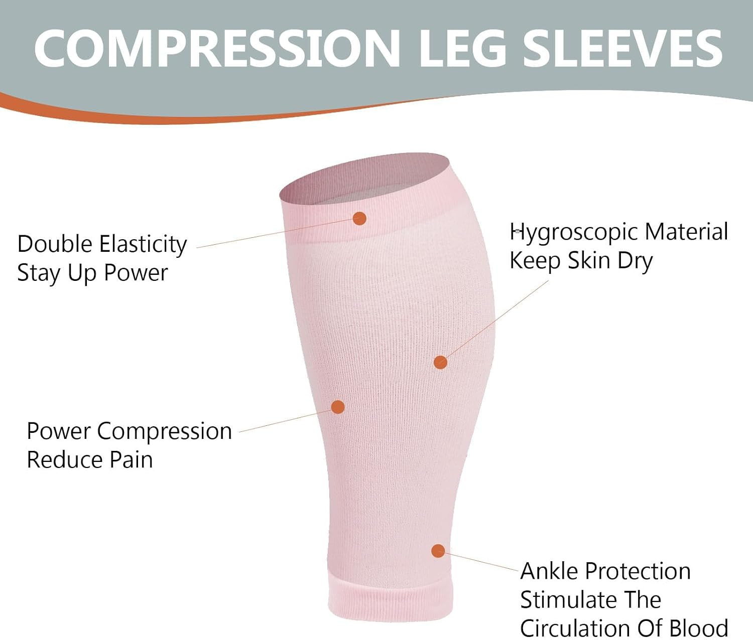 Plus Size Compression Leg Sleeves for Wide Calf 15-20mmHg Knee High Support