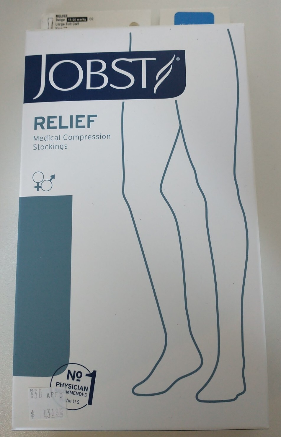 JOBST Relief Compression Knee High, 15-20 mmHg Closed Toe Large – Beige
