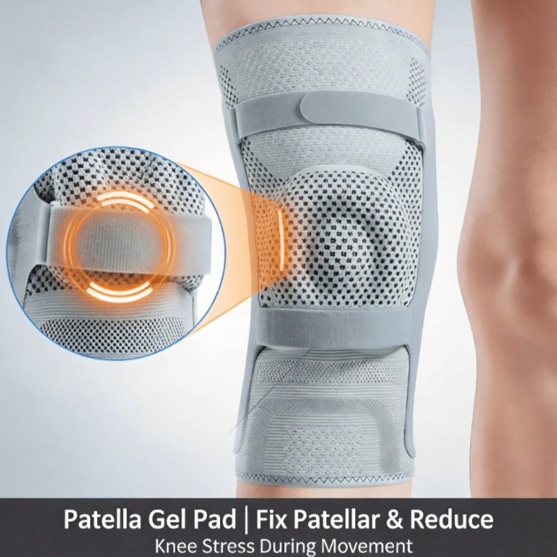 Professional Knee Support Brace Patella Gel Pad Side Springs Joint Pain Relief